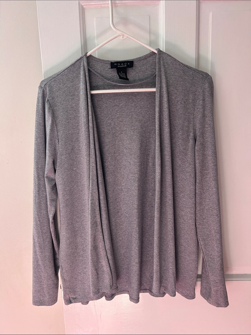 Grace Light Gray Open-Front Lightweight Cardigan